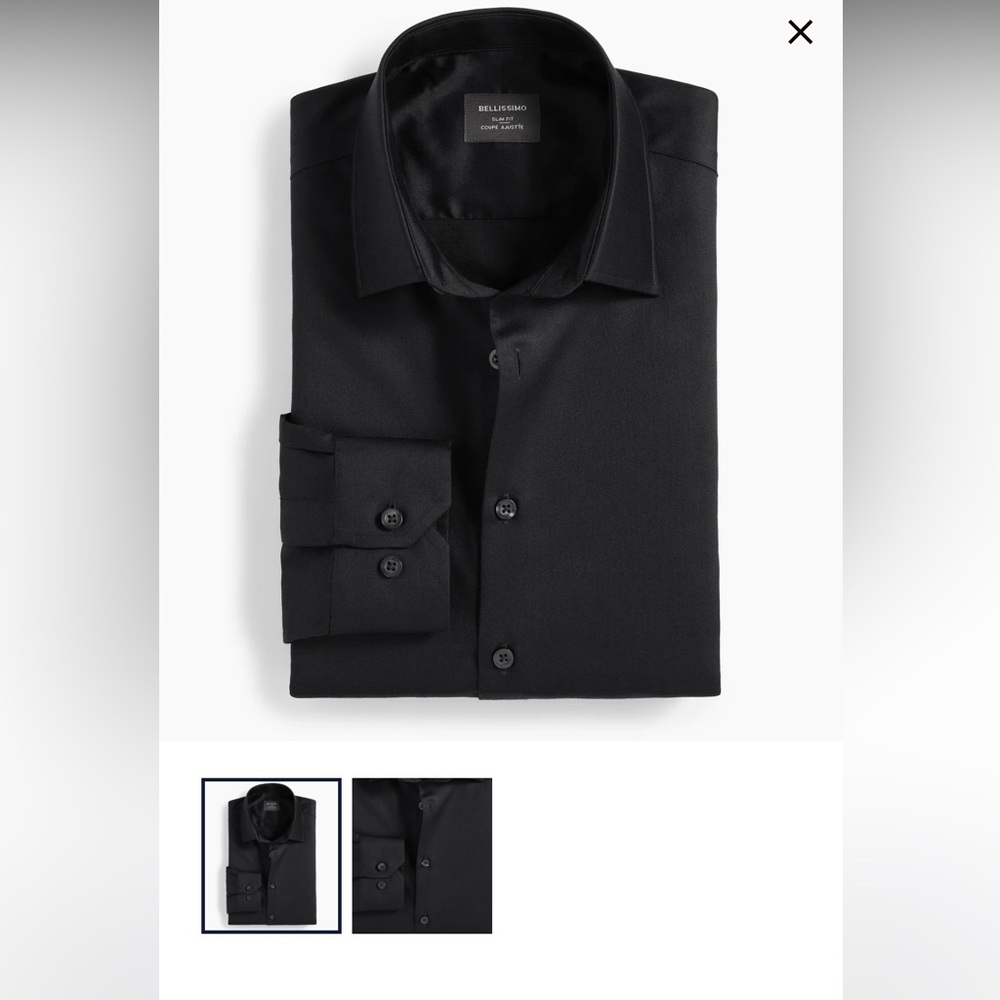 Men’s Bellissimo black Slim Fit Sateen dress shirt size 14.0